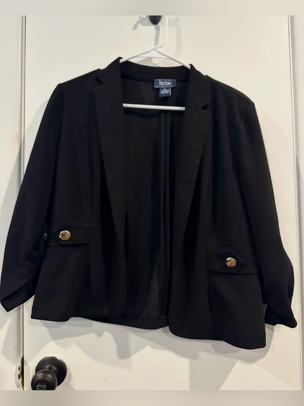 New York Clothing Company women size PL Black Women's Open Blazer Jacket Office
